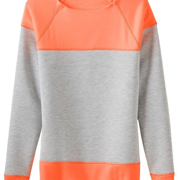 Athleta Fuse Cosmic Orange Pullover Neoprene Top Gray Longleseve Sweatshirt Top - Picture 2 of 12